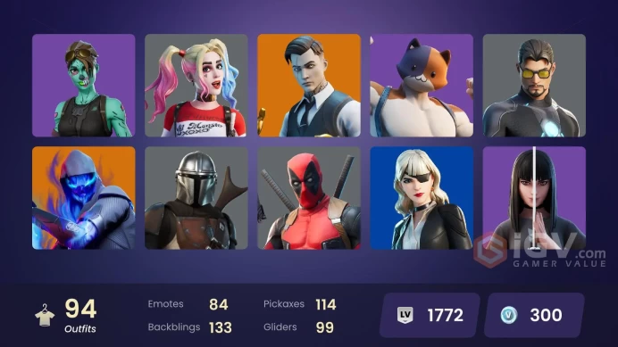 PC/PSN/Xbox/Nintendo 94 skins Leviathan Axe | Gold Midas | Tart Tycoon | Gear Specialist Maya | Kymera | Fade | Torin | Eternal Knight | Fusion 