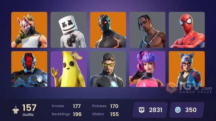 PC/PSN/Xbox/Nintendo 157 skins | Travis Scott | Grind | Clutch | Recon Champion | Spectra Knight | The Foundation | The Ice King | The Ageless |