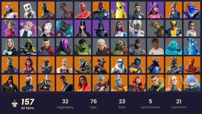 PC/PSN/Xbox/Nintendo 157 skins | Travis Scott | Grind | Clutch | Recon Champion | Spectra Knight | The Foundation | The Ice King | The Ageless |
