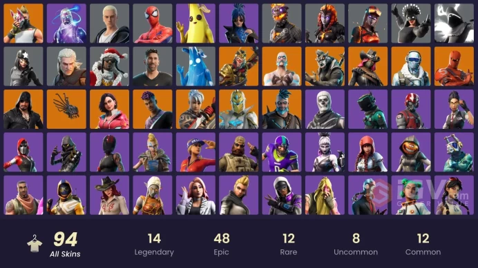 [ALL PLATFORMS] 94 SKINS-Galaxy OG-Xander-Wukong-Blaze-Frostbite-Lionel Messi-Santa Dogg-Skull Trooper-End Zone-Manic-CHANGEABLE MAIL-