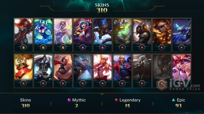【NA】Level 165    145 Champ/ 310 Skins   Full Access   High Quality Account  Instant Delivery️