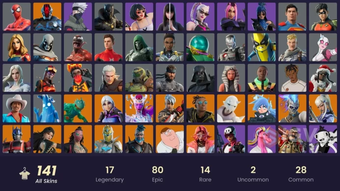 (PC PSN XBOX) 141 skins | Naruto Uzumaki | Moisty Merman | Omegarok | Spectra Knight | Snap | Kado Thorne | Nezumi | Valeria | Renzo the Destroy