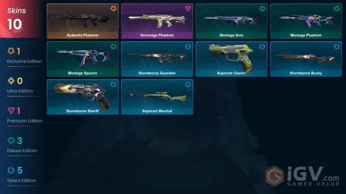 AP 8 skins | Ayakashi Phantom | Montage Phantom | Montage Spectre | Stormborne Bucky | Superset Marshal | Stormborne Guardian | V0226