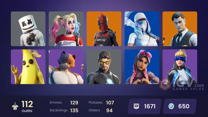 [PC/PSN/XBOX/Nintendo] 112 skins F/A :  | Neo Versa | Gold Brutus | Gold Meowscles | Gold Midas | Royale Bomber | Tart Tycoon | Cloud Striker | 