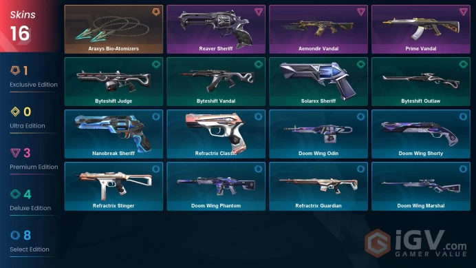 [EU] - SKINS 16 - KNIFE 1 - Araxys Bio-Atomizers - Reaver Sheriff - Prime Vandal - FULL ACCESS - INSTANT DELIVERY