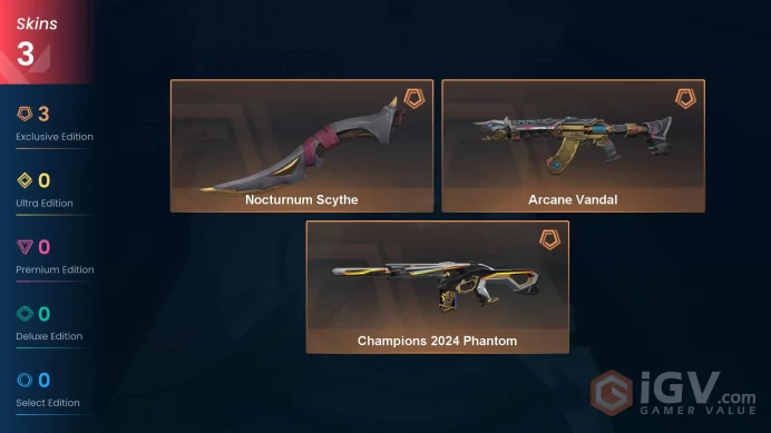 [EU] - SKINS 3 - KNIFE 1 - Champions 2024 Phantom - Arcane Vandal - Nocturnum Scythe - FULL ACCESS - INSTANT DELIVERY