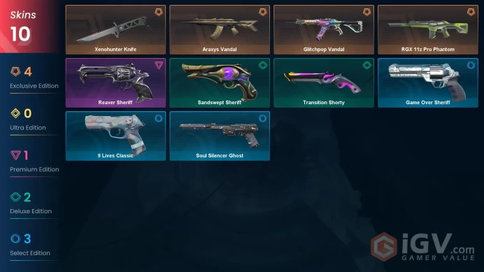 [NA] - SKINS 10 - KNIFE 1 - Xenohunter Knife - RGX 11z Pro Phantom - Araxys Vandal - FULL ACCESS - INSTANT DELIVERY