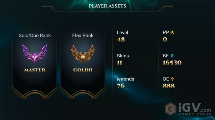 EUW MASTER %60WR / 76 CHAMP / 11 GOOD SKINS / 16.5K BE / HONOR 4 / HANDMADE / SAFETY / FULL ACCES / LIFETIME WARRANTY / CHEAP
