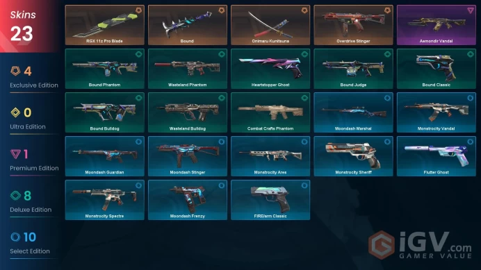 EU [ 23 TOP SKINS + 3 KNIFE ] RGX 11z Pro Blade + Onimaru Kunitsuna + Aemondir Vandal + Bound Phantom / full acces