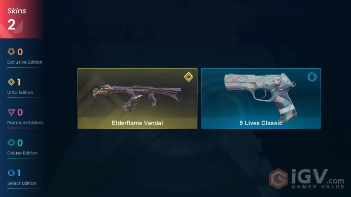 EU | 175 VP | 2 skins | Elderflame Vandal | 9 Lives Classic | V0142