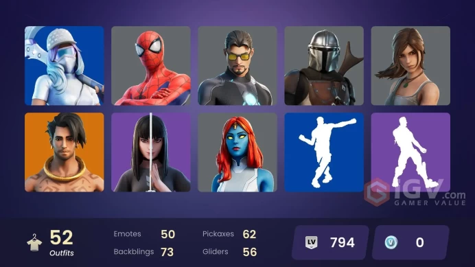 #13 [PC/XBOX/PSN/SWITCH] 52 skins | Point Patroller | Cloud Striker | The Cube Queen (Islandbane) | ON | Kymera | Menace | Raz | Joey |