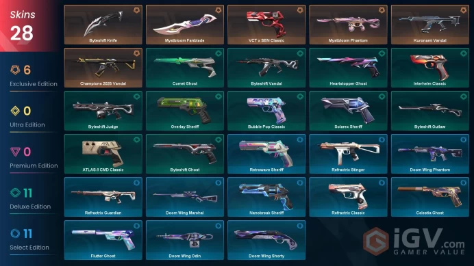 EU [ 28 TOP SKINS + 2 KNIFE ] Kuronami Vandal + Mystbloom Fanblade + Champions 2025 Vandal + Mystbloom Phantom / full acces