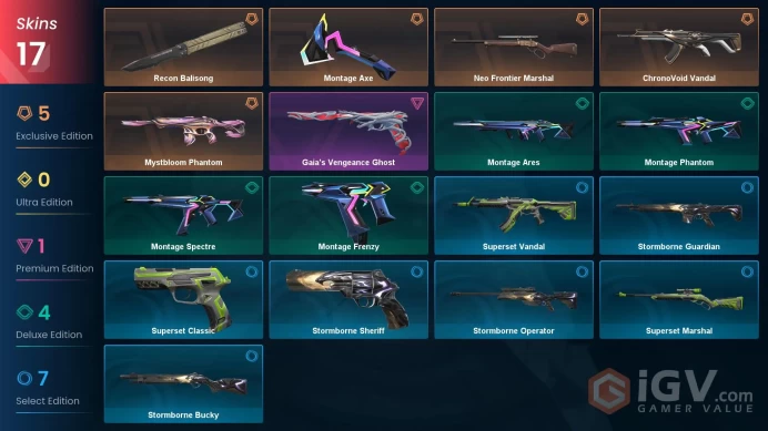 [ NA / US ] 15x Rare Skins [Recon Butterfly Knife +ChronoVoid Vandal +Mystbloom Phantom +Neo Frontier Marshal +Gaia's Ghost + 1xBP] Full Access