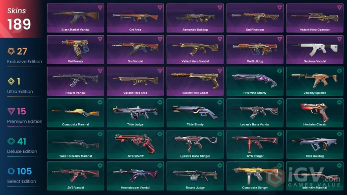 VALORANT EU WEST SERVER 189 SKİNS (+19 KNİFE , CHAMPİONS 2022+2023+2025 PACKEDS, ARCANE PACKED++ )AUTO DELIVERY FULL ACCESS-LIFETIME WARRANT