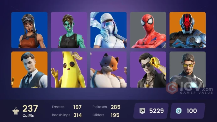 [ALL PLATFORMS]-237 skins-285 pickaxes-Merry Mint Axe-Leviathan Axe-Renegade Raider- Gold Midas - Gold Brutus - Gold Meowscles-FULL ACCESS-