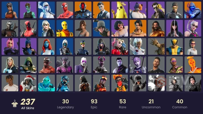 [ALL PLATFORMS]-237 skins-285 pickaxes-Merry Mint Axe-Leviathan Axe-Renegade Raider- Gold Midas - Gold Brutus - Gold Meowscles-FULL ACCESS-