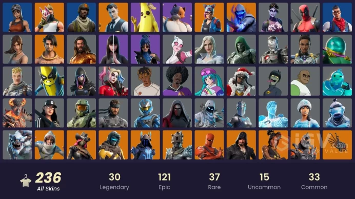 [ALL PLATFORMS]-236 Skin-235 Pickaxes-242 Emotes-Renegade Raider-Aerial Assault Trooper-70K V-BUCKS SPEND-FULL ACCESS-