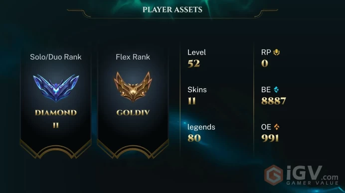EUW -(S16) DIAMOND 2 %65WR - 80 Champ - 11 Good Skins(5 Epic) - 8.8K BE- HONOR 5  - FULL ACCES - SAFETY - LIFETIME WARRANTY - CHEAP