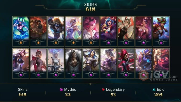 618 SKIN | 190K+ BE | 794 LVL | UNRANKED | MAIL CHANGEABLE LEAGUE OF LEGENDS ACCOUNT