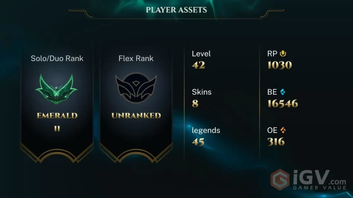 [EUW] S2026 - Emerald 2 - 12W-28L - +30/-10 LP Gain - 1030 RP -16K Be -18Game Honor Ban -Ranked Ready - Instant Delivery