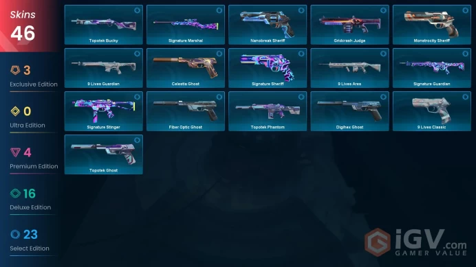 EU | 46 skins | Araxys Vandal | Ion Vandal | Venturi Knife | Tilde Knife | Origin Vandal | Recon Phantom | Prime//2.0 Phantom | T8166