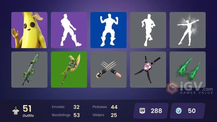 [ PC | PSN ] 51 Skins + Peely, Blackheart, Rox, Hybrid, Ruin+ #FULL ACCESS