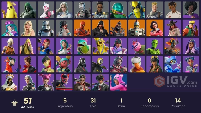 [ PC | PSN ] 51 Skins + Peely, Blackheart, Rox, Hybrid, Ruin+ #FULL ACCESS
