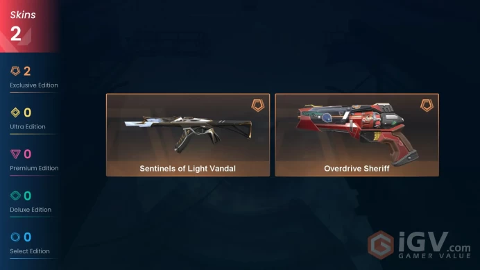 EU Full Access | 2 Skins Sentinels of Light Vandal + Overdrive Sheriff