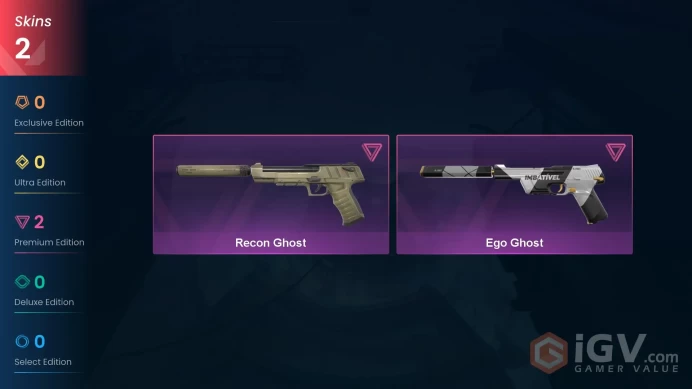 NA 2 SKINS VALUE: 3550 VP Recon Ghost Ego Ghost RANKED READY 23 LEVEL INSTANT DELIVERY Epvty