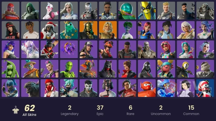 PC,PSN,XBOX 62 SKINS FA - WAR MACHINE,TATSUO,JUICE WRLD,RED ROOTS BILLIE,KATALINA,NITE GUNNER RK1373