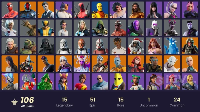 PC,PSN,XBOX 105 SKINS FA - SNAP,CHARLOTTE,DOOM,SOLEIL,BRIDE,KOR,EREN,JUICE WRLD,THOR,EVIE,IRIS,YELLOWJACKET RK1381