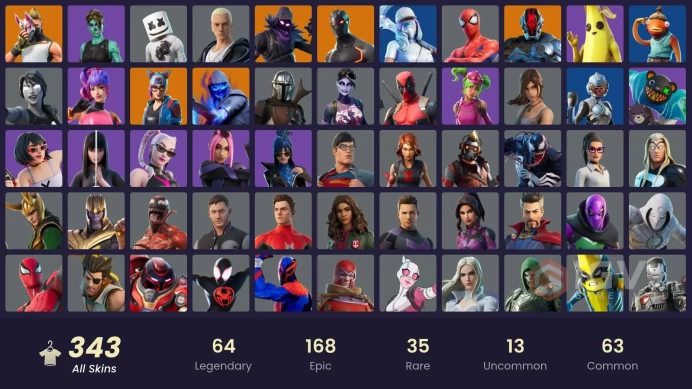PC,PSN,XBOX 343 SKINS FA - OG PARADIGM - MERRY MINT AXE - DB SKINS,RICK,THANOS,ARIANA,LARA CROFT,MORTY,BLACK WIDOW,KOR,PHAEDRA,DEMI,EDDIE BROCK