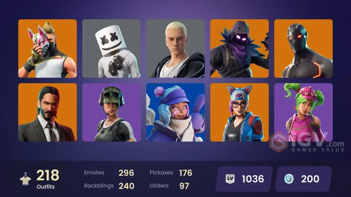 PC,PSN,XBOX 218 SKINS FA - STW - GUARDIANS OF GALAXY,ALL MIGHT,GOKU,BLACK WIDOW,SCOURGE,RED/GREEN ROOTS BILLIE,CIRI,AVATAR SKINS,MHA SKINS RK13