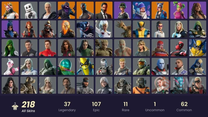 PC,PSN,XBOX 218 SKINS FA - STW - GUARDIANS OF GALAXY,ALL MIGHT,GOKU,BLACK WIDOW,SCOURGE,RED/GREEN ROOTS BILLIE,CIRI,AVATAR SKINS,MHA SKINS RK13
