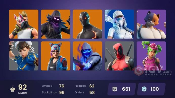 PC,PSN,XBOX 92 SKINS FA - CHUN-LI,RYU,ROGUE AGENT,OMEGA,DEADEYE,CLARK KENT,BLADE,RICK,SKLAXIS RK1399