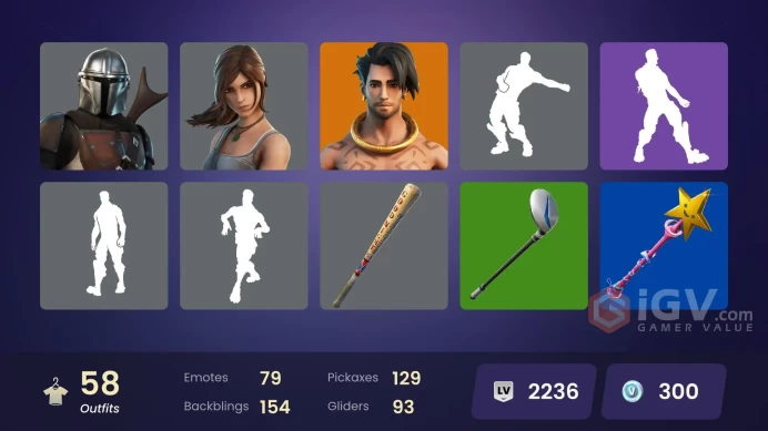PC,PSN,XBOX 58 SKINS FA - MANDALORIAN,SPIRE ASSASSIN,CLARK KENT,RICK,JUICE WRLD,CATWOMAN,LARA CROFT,DEIMOS RK1321