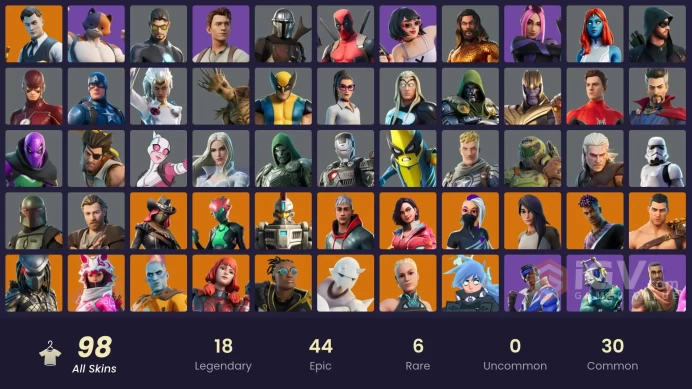 PC,PSN,XBOX 98 SKINS FA - BTL,MIDAS,THANOS,PHAEDRA,FLASH,TONY STARK,DOOM,NATHAN DRAKE,OBI WAN,TNTINA,IRIS RK1403