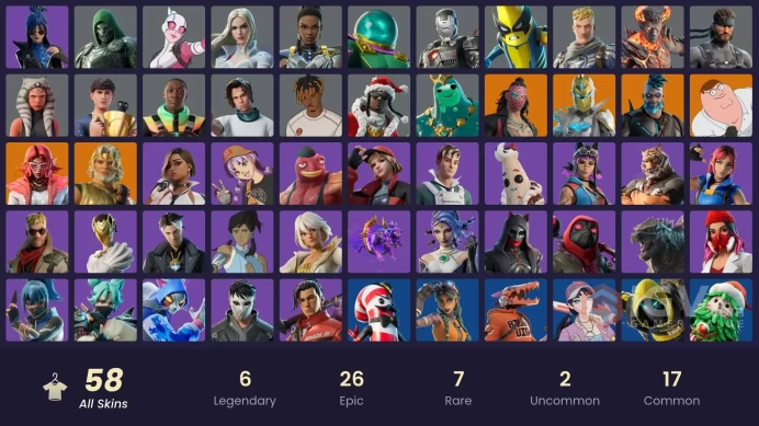 PC,PSN,XBOX 58 SKINS FA - DOOM,JUICE WRLD,RUBIUS,CERBERUS,SANTA DOGG,KORRA,BUGHA,RETRO ZOE CLASH,DARK DOGGO RK1325