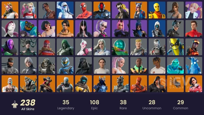PC,PSN,XBOX 238 SKINS FA - TRAVIS SCOTT - VEGETA,BLAZE,FIREBRAND,DOOM,VERSA,GOJO,HARLEY,YUJI,ARIANA,LARA CROFT,ZURI,GALAXY CROSSFADE RK1353