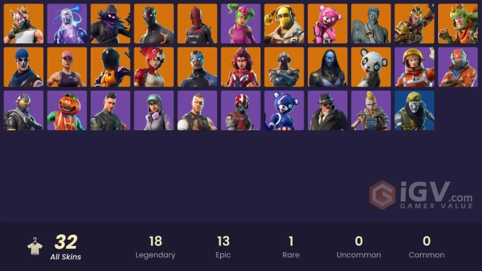 PC,PSN,XBOX 32 SKINS FA - STW - GALAXY - TAKE THE L - OMEGA,RAPTOR,WUKONG,NOIR,DIECAST,OMEN RK1396