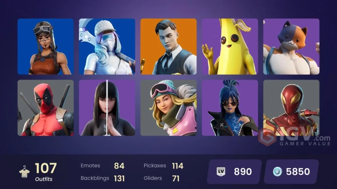 PC,PSN,XBOX 107 SKINS FA - FASHION BANSHEE,KOR,JUICE WRLD,SABRINA CARPENTER,CHARLOTTE,UNCHAINED RAMIREZ,CHLOE KIM,DEMI RK1474