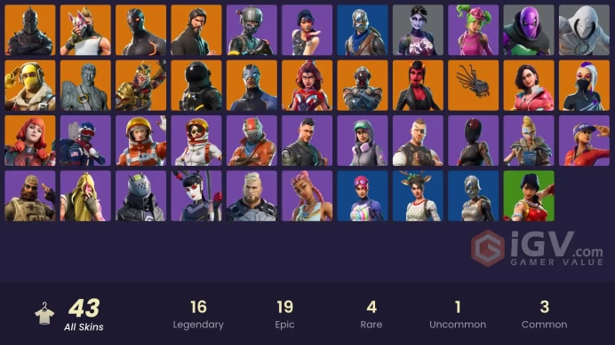 PC,PSN,XBOX 43 SKINS FA - BLACK KNIGHT - REAPER - OMEGA,RAPTOR,MALICE,MOON KNIGHT,RUST LORD,DARK BOMBER - FLOSS RK1417