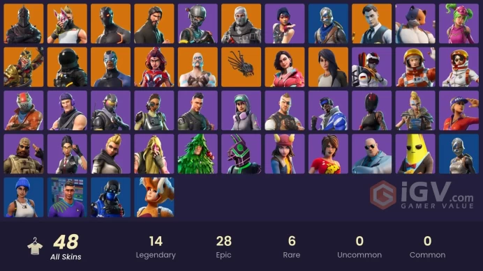 PC,PSN,XBOX 48 SKINS FA - BLACK KNIGHT - REAPER - OMEGA,RUST LORD,STEELSIGHT,CARBIDE - TAKE THE L - FLOSS RK1484