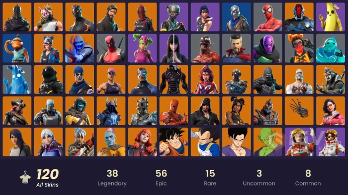 PC,PSN,XBOX 119 SKINS FA - STW - BLACK KNIGHT - REAPER - PICCOLO,VEGETA,GOKU,GOHAN,BEERUS,DERBY DYNAMO,CHARLOTTE,KOR,GOKU BLACK - TAKE THE L R