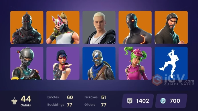 PC,PSN,XBOX 43 SKINS FA - BLACK KNIGHT - REAPER - OMEGA,SLIM SHADY,JUICE WRLD - TAKE THE L - FLOSS RK1498