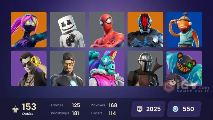 PC,PSN,XBOX 153 SKINS FA - HUNTER,GALAXIA,MARSHMELLO,GROOT,HEDRON,PUNK,JOKER,DAREDEVIL,VENOM,PHAEDRA,GHOST RIDER RK1433