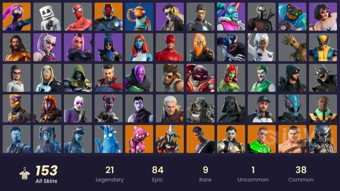 PC,PSN,XBOX 153 SKINS FA - HUNTER,GALAXIA,MARSHMELLO,GROOT,HEDRON,PUNK,JOKER,DAREDEVIL,VENOM,PHAEDRA,GHOST RIDER RK1433