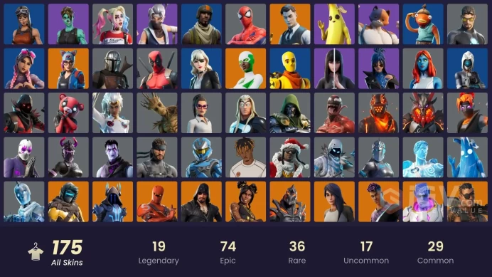 FA | 175 skins | Renegade Raider | Aerial Assault Trooper | Gold Meowscles | Gold Brutus | Gold Midas | Shady Doggo | The Ice King | Valeria
