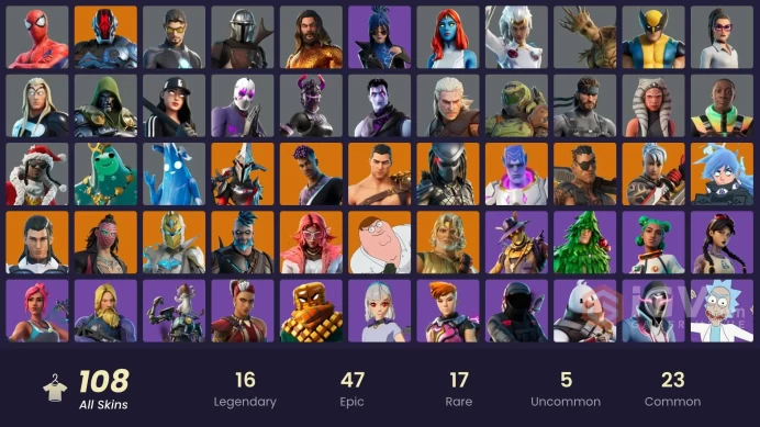 FA | Change mail | 108 skins | The Ageless | Kymera | Peter Griffin | Nezumi | Joey | Eternal Knight | Menace | The Foundation | Valeria | Fade 