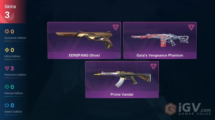 EU | 3 skins | Prime Vandal | Gaia's Vengeance Phantom | XERØFANG Ghost | J3760
